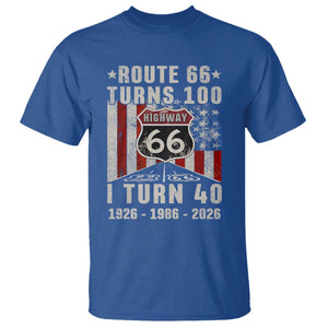 Route Highway 66 Turns 100 I Turn 40 T Shirt Vintage 1986 Born American Road Sign 40th Birthday Gift