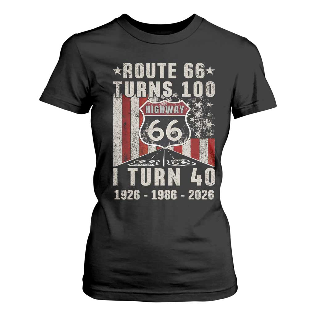 Route Highway 66 Turns 100 I Turn 40 T Shirt For Women Vintage 1986 Born American Road Sign 40th Birthday Gift TS14 Black Print Your Wear