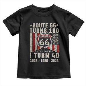 Route Highway 66 Turns 100 I Turn 40 Toddler T Shirt Vintage 1986 Born American Road Sign 40th Birthday Gift