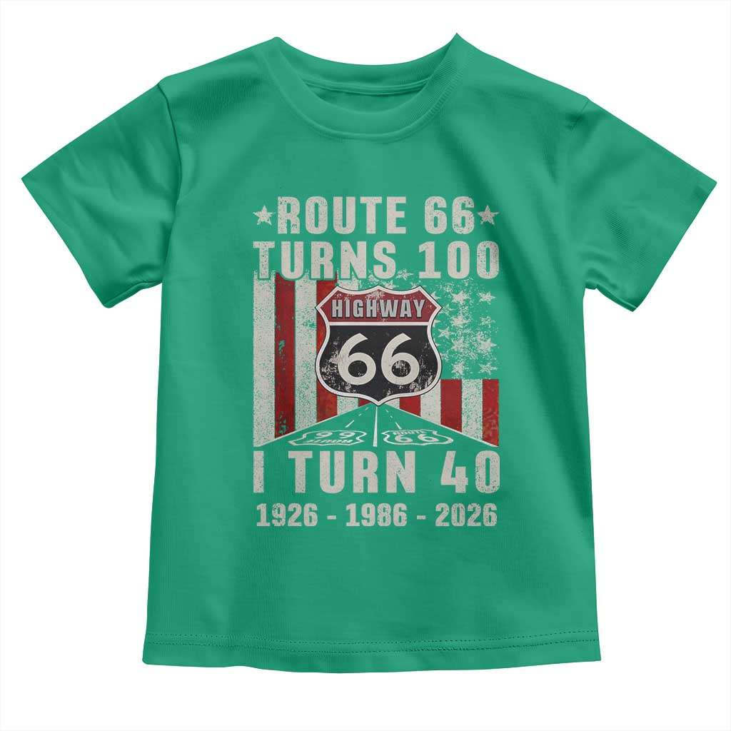 Route Highway 66 Turns 100 I Turn 40 Toddler T Shirt Vintage 1986 Born American Road Sign 40th Birthday Gift