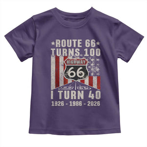 Route Highway 66 Turns 100 I Turn 40 Toddler T Shirt Vintage 1986 Born American Road Sign 40th Birthday Gift