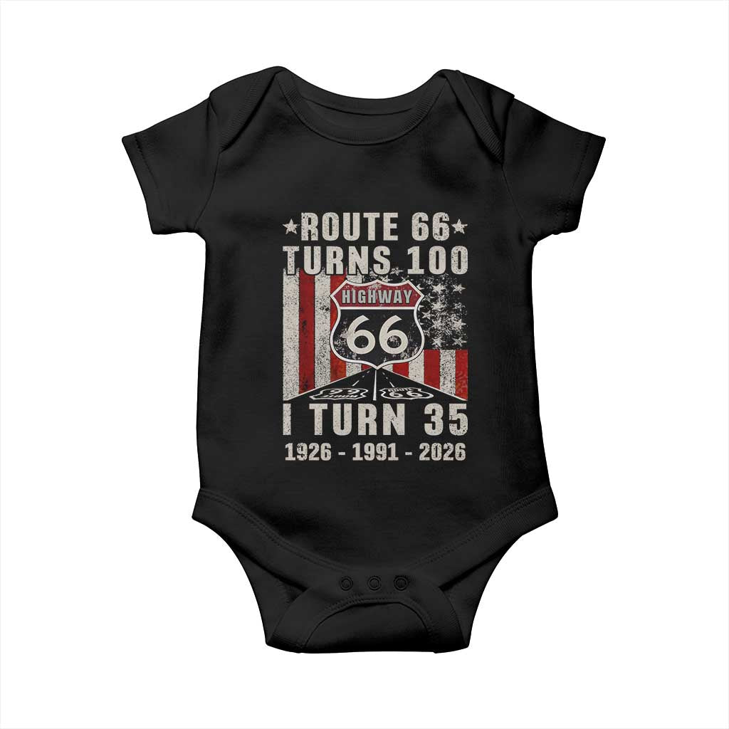 Route Highway 66 Turns 100 I Turn 35 Baby Onesie Vintage 1991 Born American Road Sign 35th Birthday Gift TS14 Black Print Your Wear