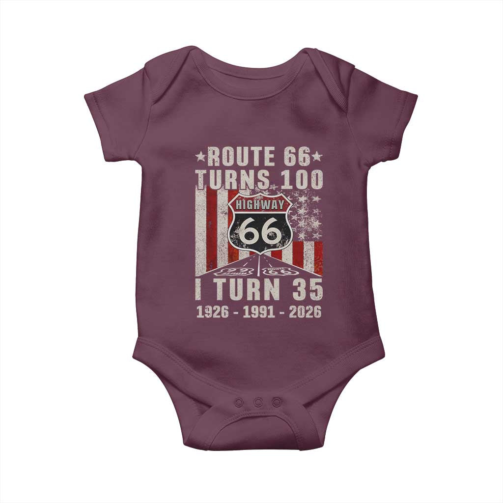 Route Highway 66 Turns 100 I Turn 35 Baby Onesie Vintage 1991 Born American Road Sign 35th Birthday Gift