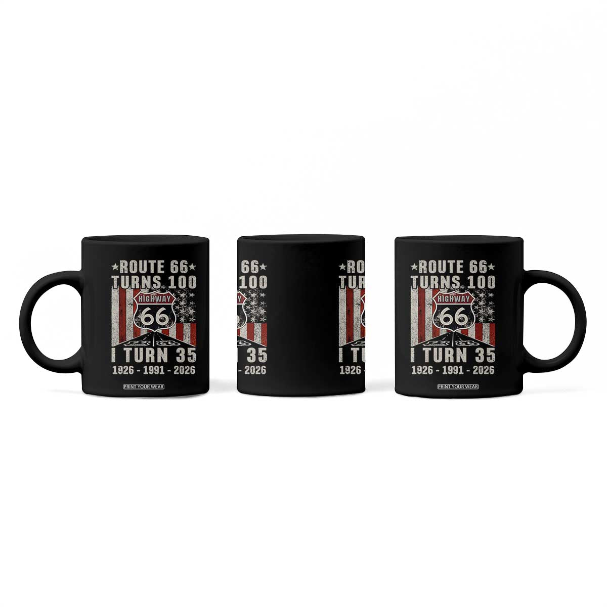 Route Highway 66 Turns 100 I Turn 35 Coffee Mug Vintage 1991 Born American Road Sign 35th Birthday Gift