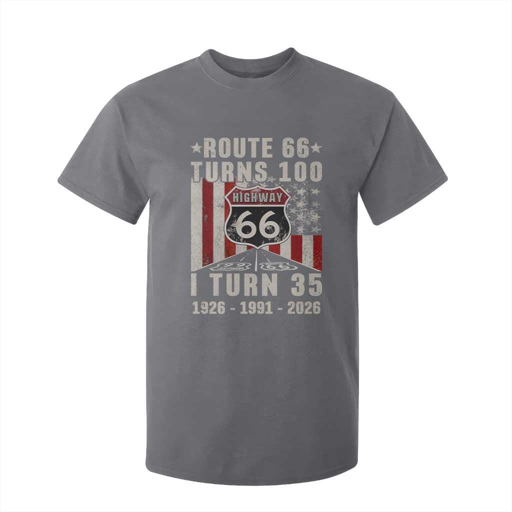 Route Highway 66 Turns 100 I Turn 35 T Shirt For Kid Vintage 1991 Born American Road Sign 35th Birthday Gift