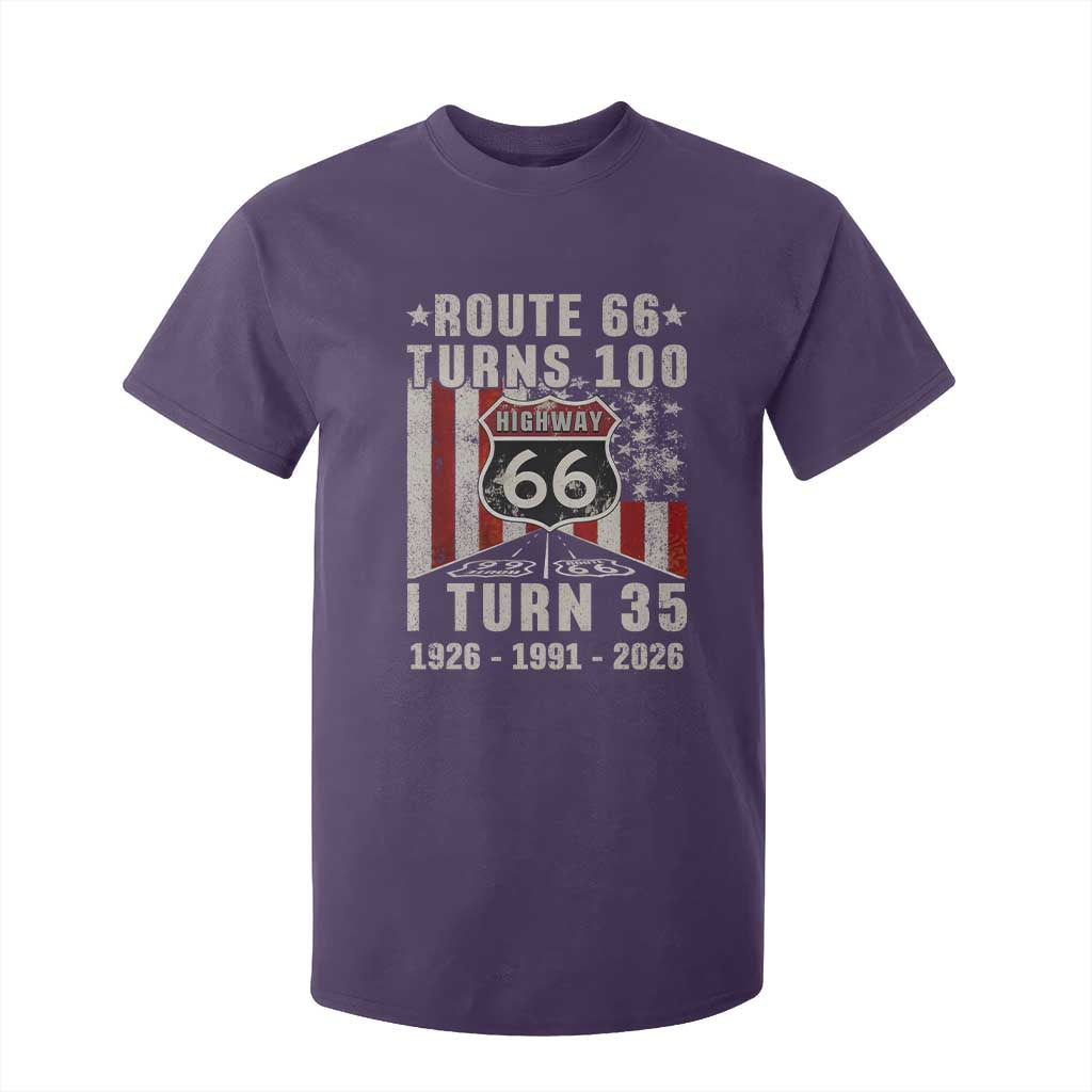 Route Highway 66 Turns 100 I Turn 35 T Shirt For Kid Vintage 1991 Born American Road Sign 35th Birthday Gift