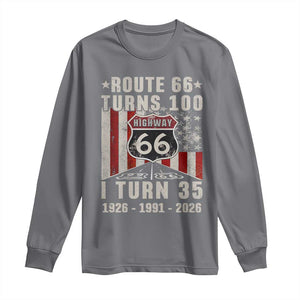 Route Highway 66 Turns 100 I Turn 35 Long Sleeve Shirt Vintage 1991 Born American Road Sign 35th Birthday Gift