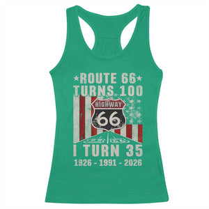 Route Highway 66 Turns 100 I Turn 35 Racerback Tank Top Vintage 1991 Born American Road Sign 35th Birthday Gift