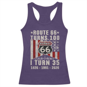 Route Highway 66 Turns 100 I Turn 35 Racerback Tank Top Vintage 1991 Born American Road Sign 35th Birthday Gift