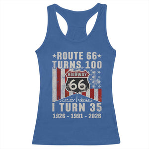 Route Highway 66 Turns 100 I Turn 35 Racerback Tank Top Vintage 1991 Born American Road Sign 35th Birthday Gift
