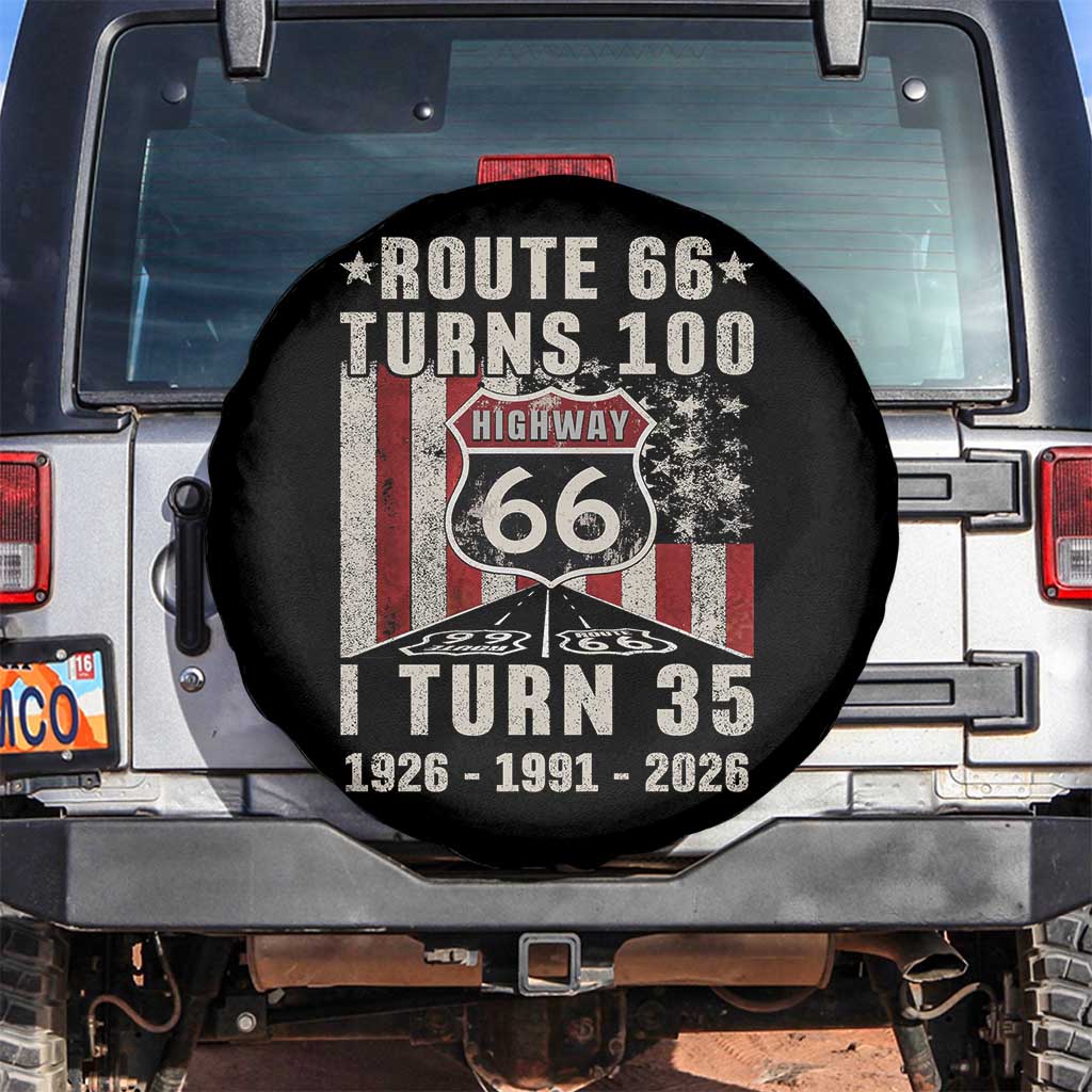Route Highway 66 Turns 100 I Turn 35 Spare Tire Cover Vintage 1991 Born American Road Sign 35th Birthday Gift