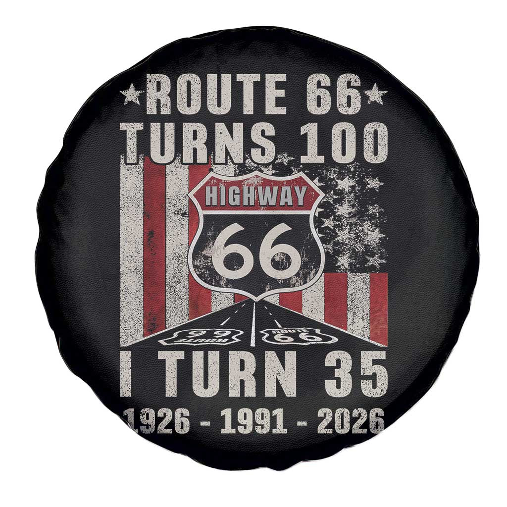 Route Highway 66 Turns 100 I Turn 35 Spare Tire Cover Vintage 1991 Born American Road Sign 35th Birthday Gift