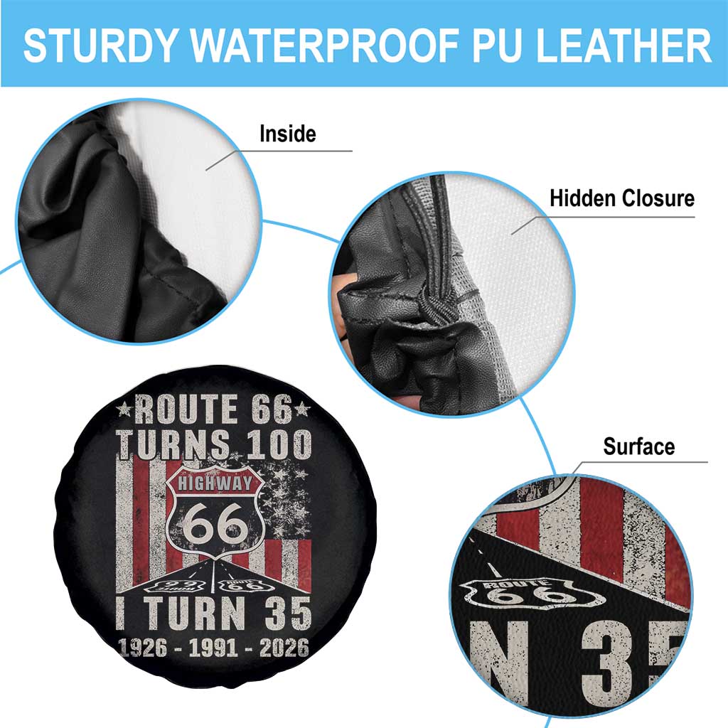 Route Highway 66 Turns 100 I Turn 35 Spare Tire Cover Vintage 1991 Born American Road Sign 35th Birthday Gift