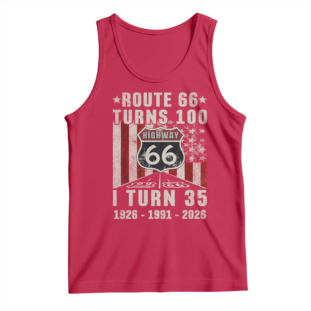 Route Highway 66 Turns 100 I Turn 35 Tank Top Vintage 1991 Born American Road Sign 35th Birthday Gift