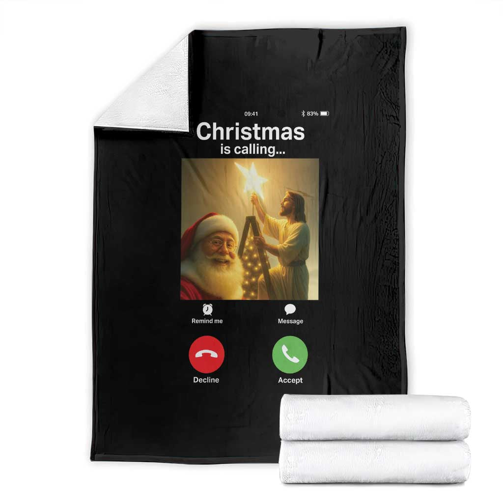 Funny Santa Jesus Video Call Throw Blanket TS14 Black Print Your Wear