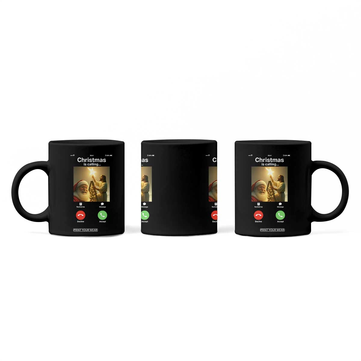 Funny Santa Jesus Video Call Coffee Mug TS14 Print Your Wear