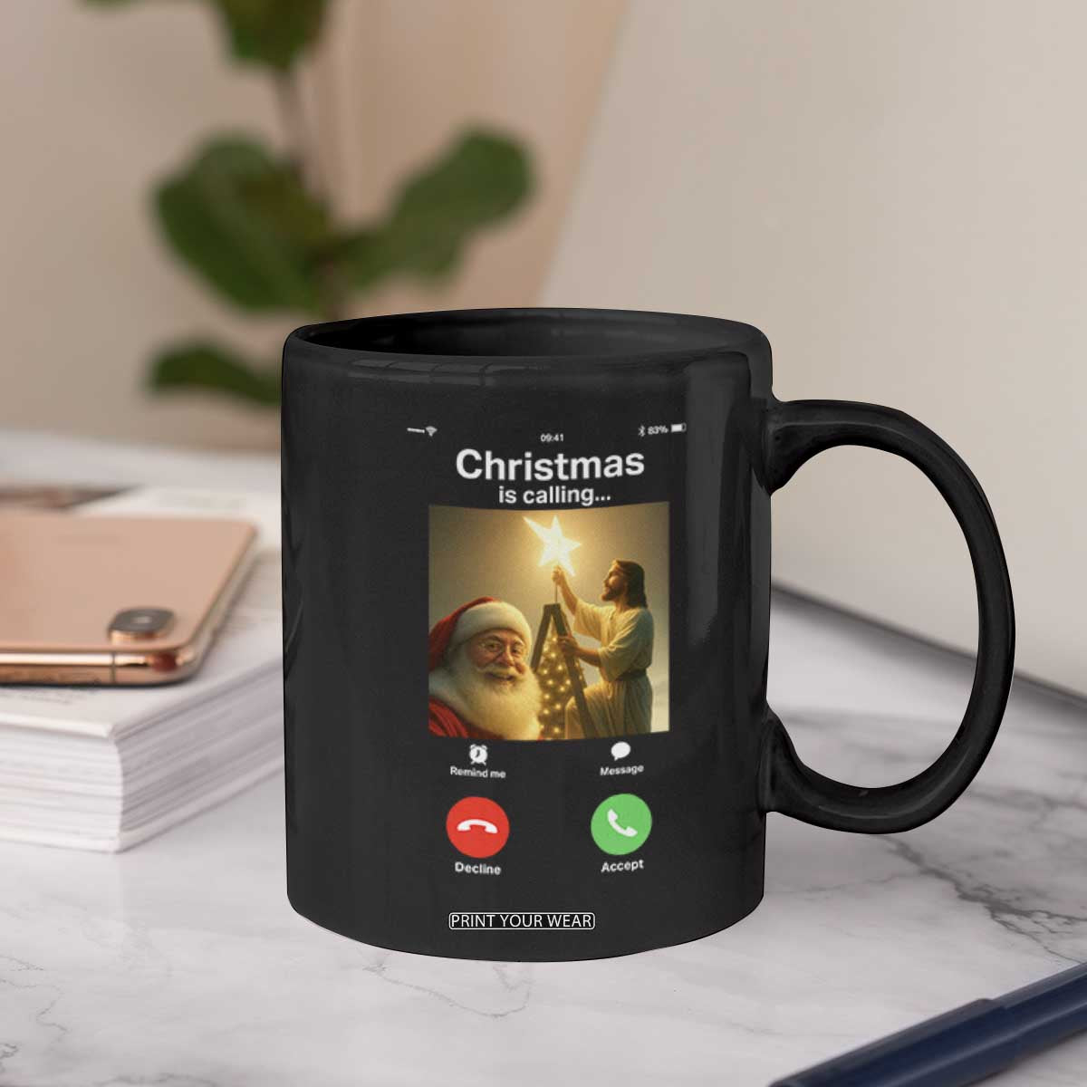 Funny Santa Jesus Video Call Coffee Mug TS14 Print Your Wear