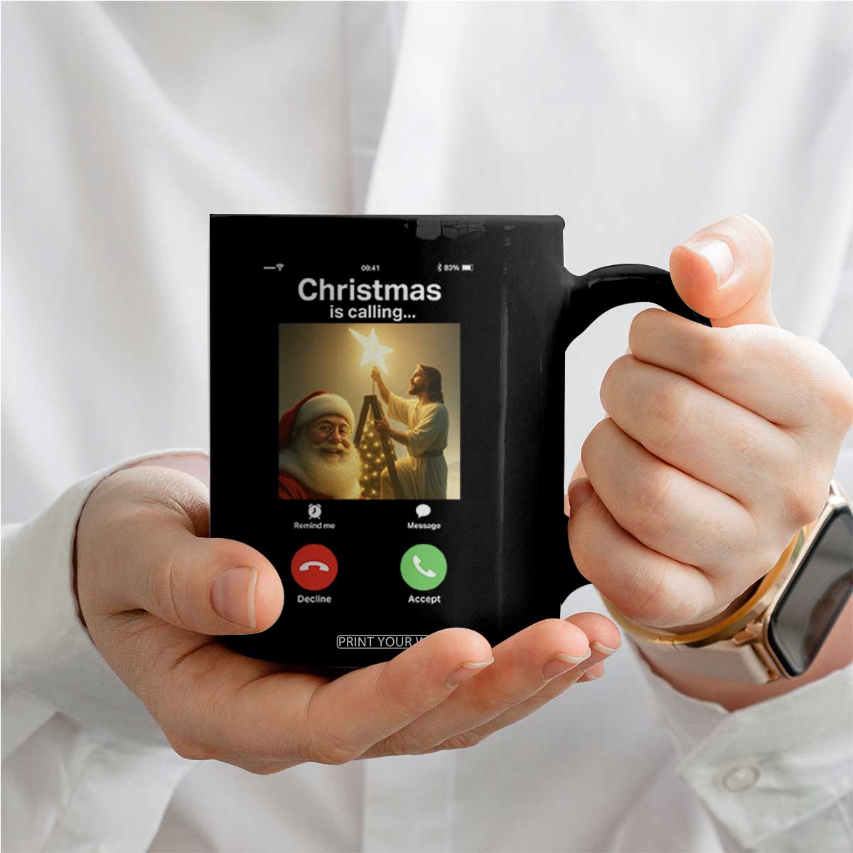 Funny Santa Jesus Video Call Coffee Mug TS14 Print Your Wear