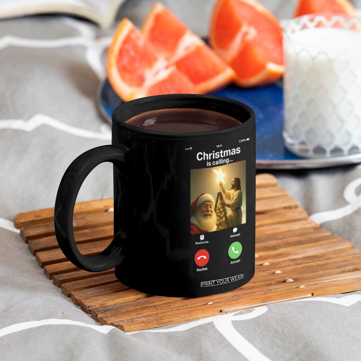 Funny Santa Jesus Video Call Coffee Mug TS14 Print Your Wear