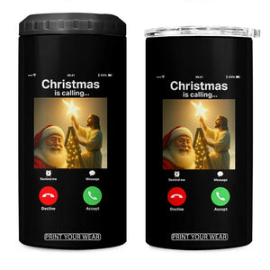 Funny Santa Jesus Video Call 4 in 1 Can Cooler Tumbler TS14 One Size: 16 oz Black Print Your Wear
