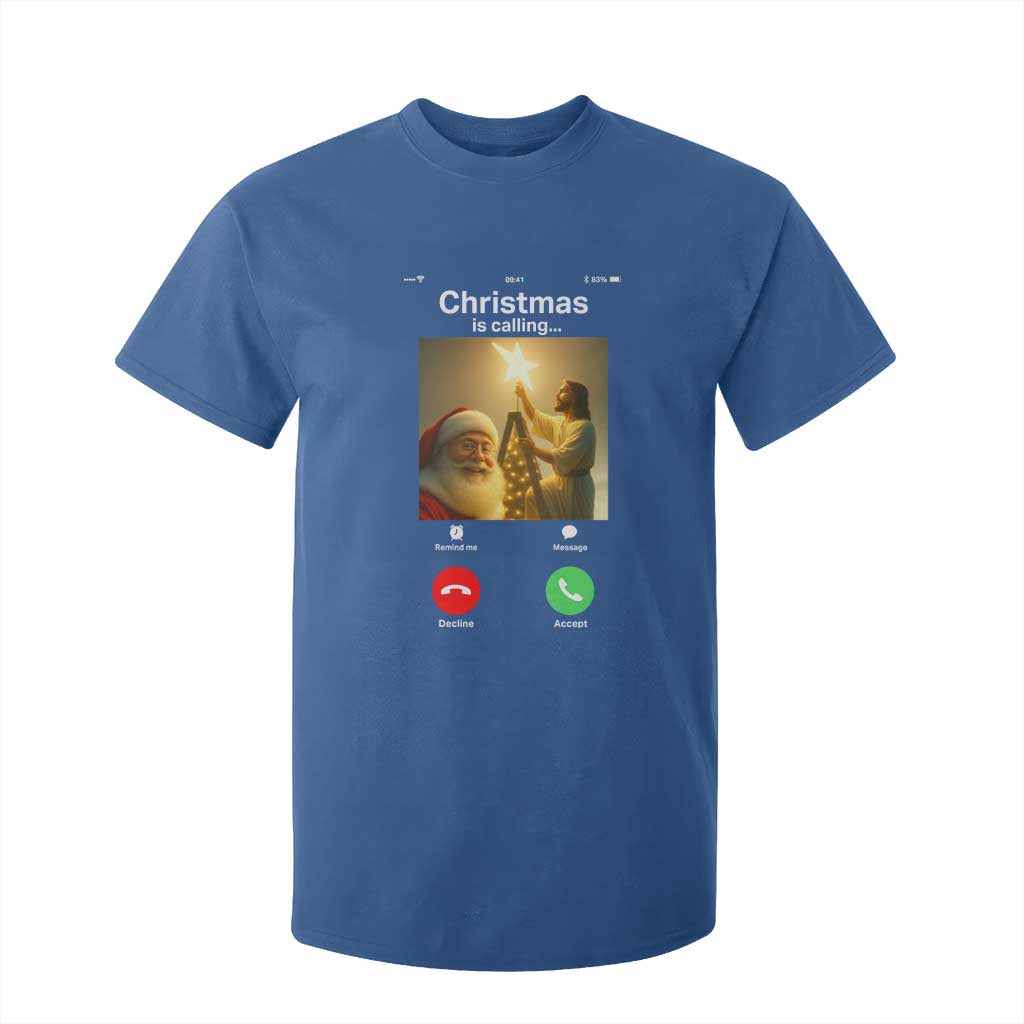 Funny Santa Jesus Video Call T Shirt For Kid TS14 Royal Blue Print Your Wear