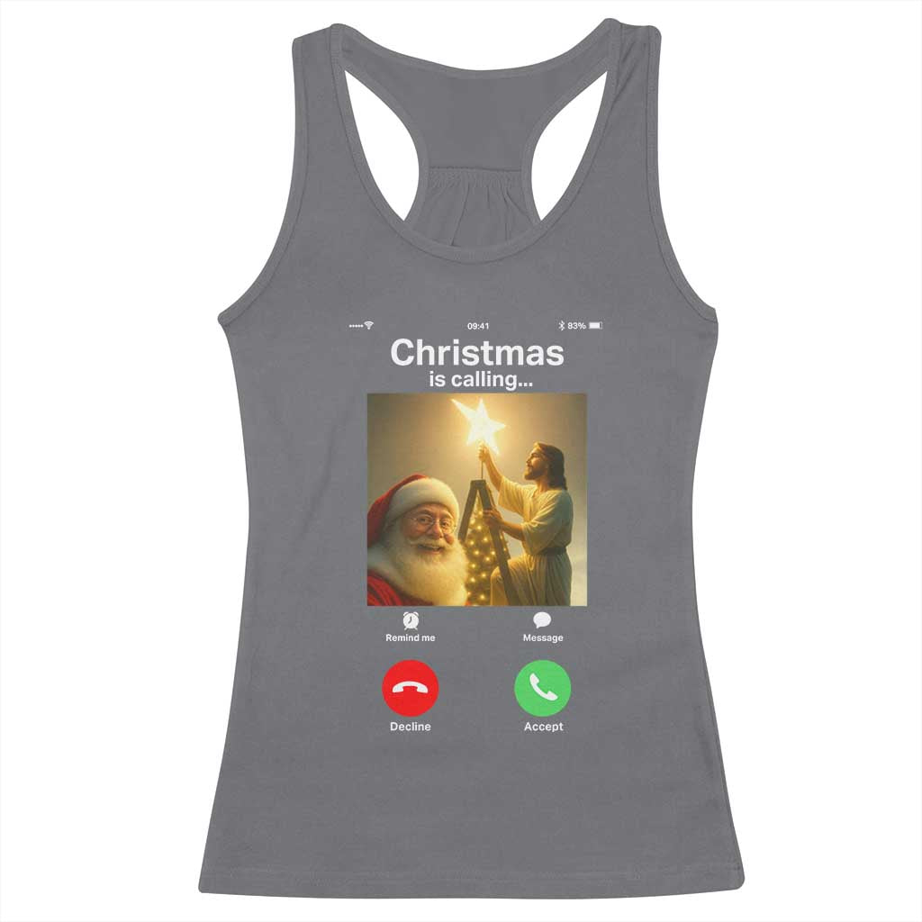 Funny Santa Jesus Video Call Racerback Tank Top TS14 Charcoal Print Your Wear