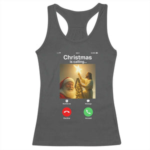 Funny Santa Jesus Video Call Racerback Tank Top TS14 Dark Heather Print Your Wear