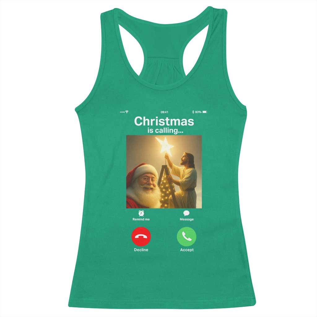 Funny Santa Jesus Video Call Racerback Tank Top TS14 Irish Green Print Your Wear