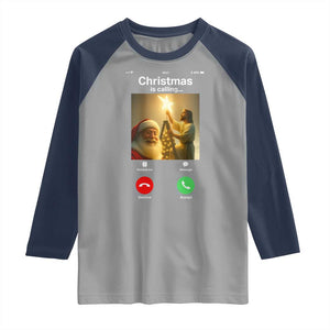 Funny Santa Jesus Video Call Raglan Shirt TS14 Sport Gray Navy Print Your Wear