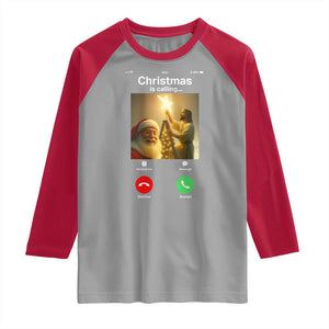 Funny Santa Jesus Video Call Raglan Shirt TS14 Sport Gray Red Print Your Wear