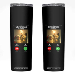 Funny Santa Jesus Video Call Skinny Tumbler TS14 Black Print Your Wear