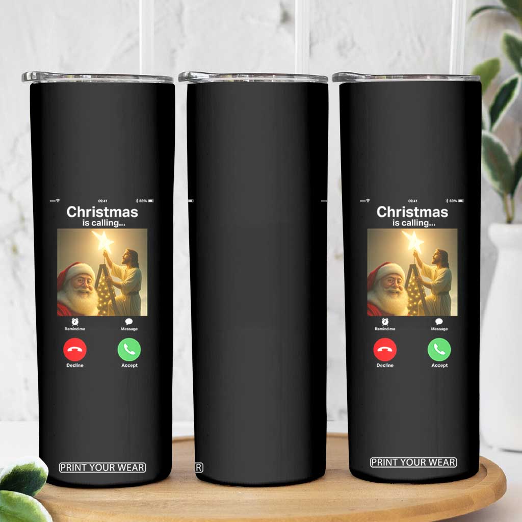 Funny Santa Jesus Video Call Skinny Tumbler TS14 Print Your Wear