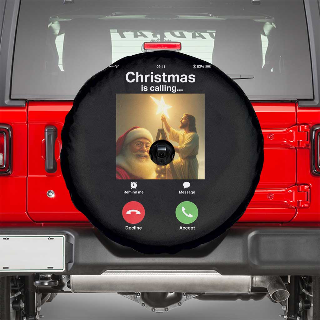 Funny Santa Jesus Video Call Spare Tire Cover TS14 Black Print Your Wear