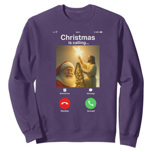 Funny Santa Jesus Video Call Sweatshirt TS14 Purple Print Your Wear