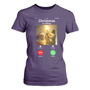 Funny Santa Jesus Video Call T Shirt For Women TS14 Purple Print Your Wear