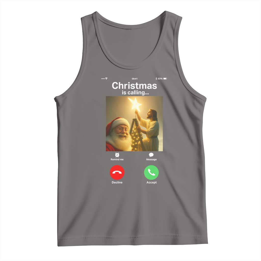 Funny Santa Jesus Video Call Tank Top TS14 Deep Heather Print Your Wear