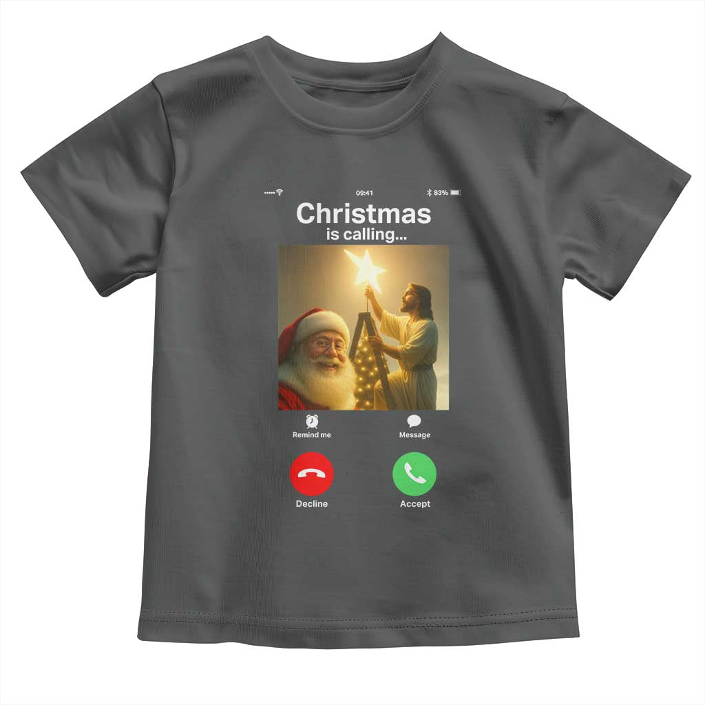 Funny Santa Jesus Video Call Toddler T Shirt TS14 Dark Heather Print Your Wear