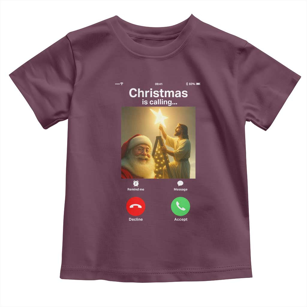Funny Santa Jesus Video Call Toddler T Shirt TS14 Maroon Print Your Wear