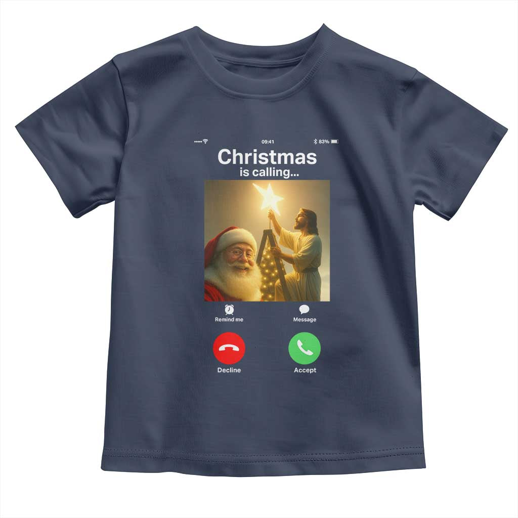 Funny Santa Jesus Video Call Toddler T Shirt TS14 Navy Print Your Wear