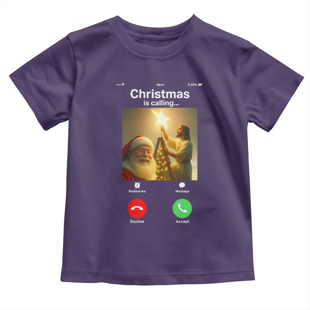 Funny Santa Jesus Video Call Toddler T Shirt TS14 Purple Print Your Wear