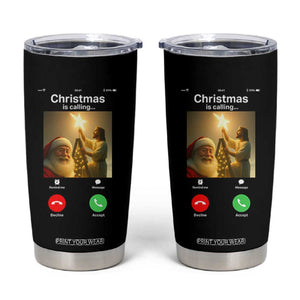 Funny Santa Jesus Video Call Tumbler Cup TS14 Black Print Your Wear