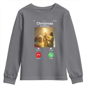 Funny Santa Jesus Video Call Youth Sweatshirt TS14 Charcoal Print Your Wear