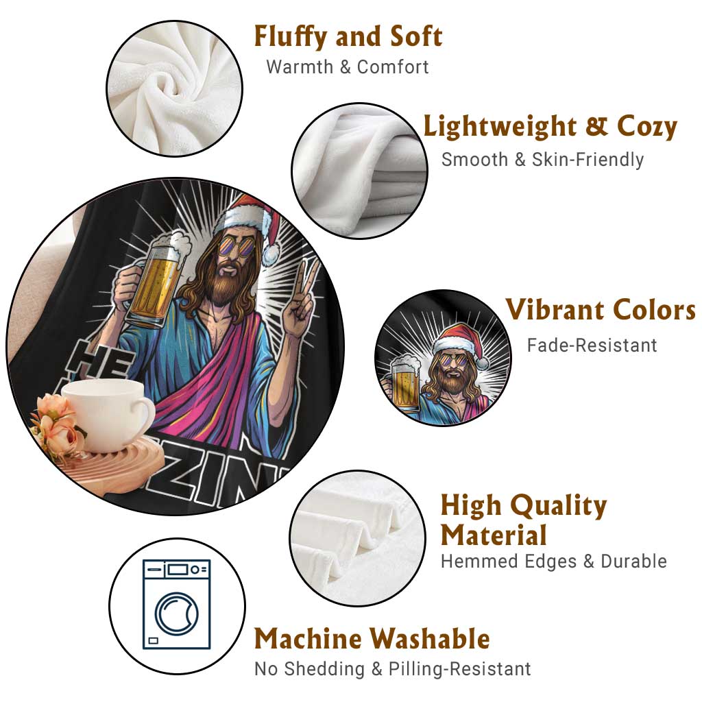 Jesus Christmas Throw Blanket Funny Drinking Beer Xmas Holiday TS14 Print Your Wear