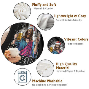 Jesus Christmas Throw Blanket Funny Drinking Beer Xmas Holiday TS14 Print Your Wear