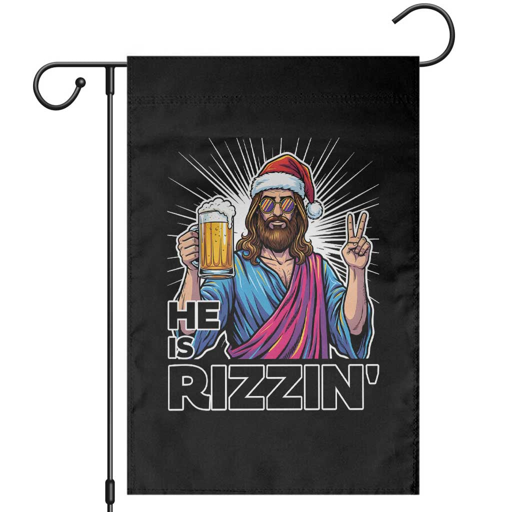 Jesus Christmas Garden Flag Funny Drinking Beer Xmas Holiday TS14 Black Print Your Wear
