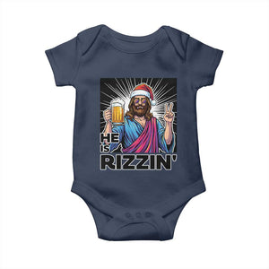 Jesus Christmas Baby Onesie Funny Drinking Beer Xmas Holiday TS14 Navy Print Your Wear