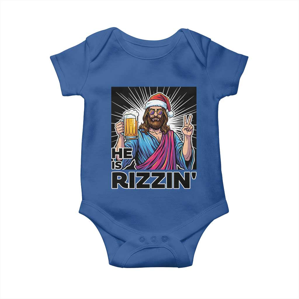 Jesus Christmas Baby Onesie Funny Drinking Beer Xmas Holiday TS14 Royal Blue Print Your Wear