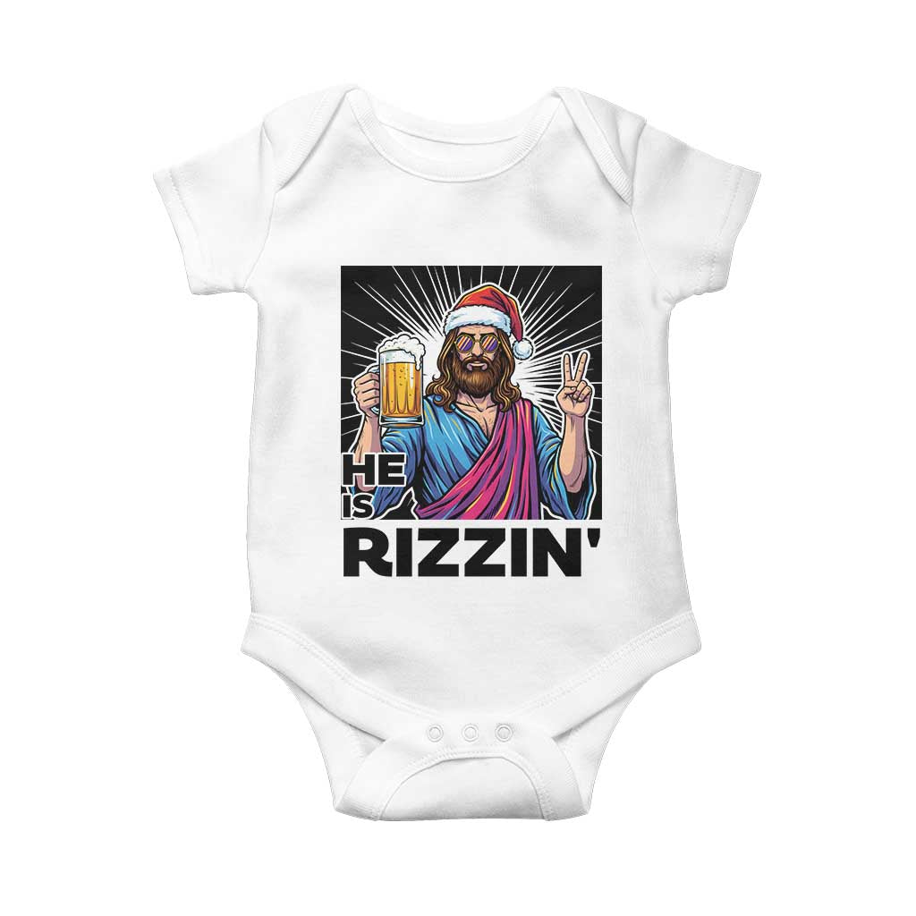 Jesus Christmas Baby Onesie Funny Drinking Beer Xmas Holiday TS14 White Print Your Wear