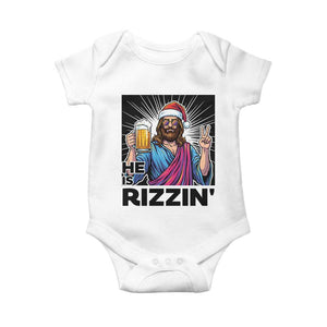Jesus Christmas Baby Onesie Funny Drinking Beer Xmas Holiday TS14 White Print Your Wear