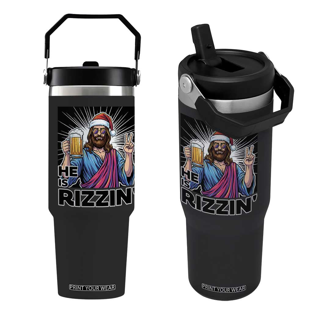 Jesus Christmas Flip Straw Tumbler Funny Drinking Beer Xmas Holiday TS14 One Size: 30 oz Black Print Your Wear